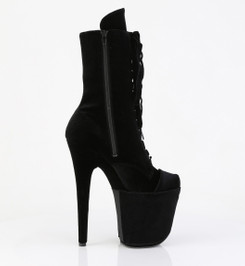 Ботильоны высокие на платформе Pleaser черные замшевые FLAM1045VEL/B/M