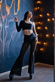 Брюки клеш черные из сетки Classic string StripBoutique