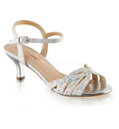 Босоножки Pleaser белые со стразами AUD03/SFA