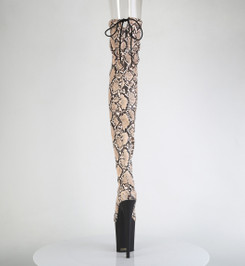 Ботфорты на платформе Pleaser коричневый питон FLAM3008SP-BT/T-BN/B