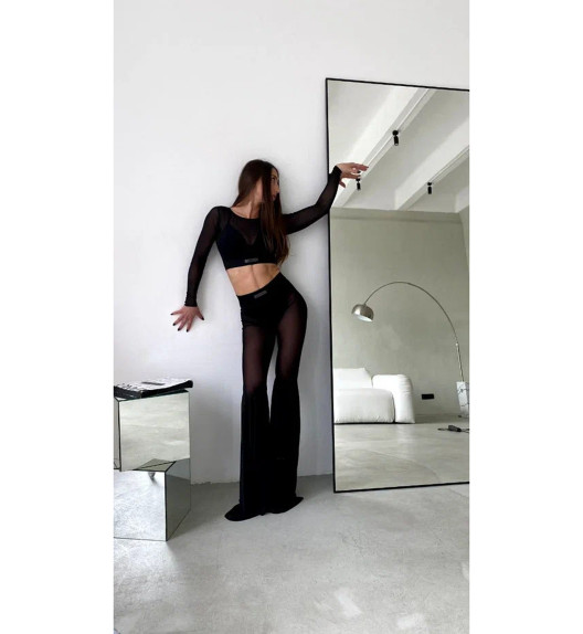 Брюки клеш черные сетка EXORCE