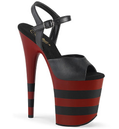 Стрипы Pleaser черные с красным FLAM809SR/BPU/R-B