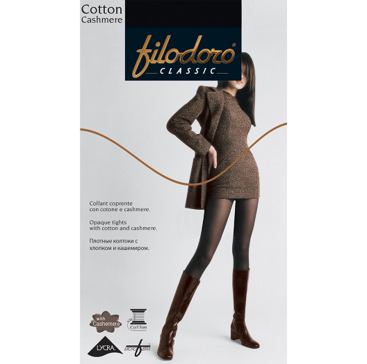 Колготки черные COTTON CASHEMIRE Filodoro Classic