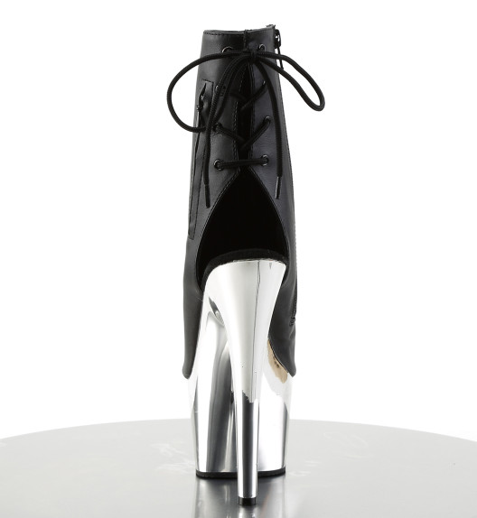 Ботильоны на платформе двойки Pleaser черные матовые ADO1018/BPU/SCH