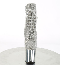 Ботильоны на платформе Pleaser серебро стразы FLAM1020CHRS/S/SCH