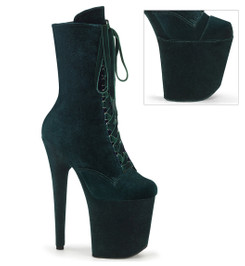 Ботильоны высокие на платформе Pleaser изумрудные замшевые FLAM1045VEL/EMGN/M