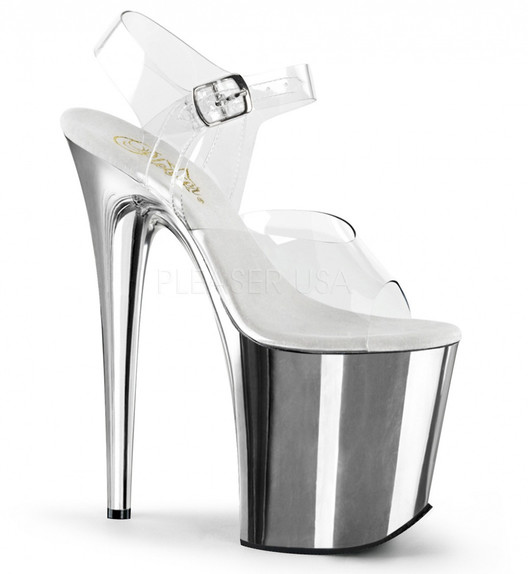 Стрипы тройки силиконовые Pleaser серебряные FLAM808/C/SCH