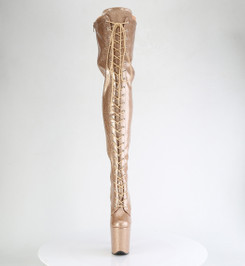 Ботфорты на платформе Pleaser золотые с блеском FLAM3020GP/GG/M