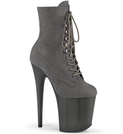 Ботильоны на платформе Pleaser серые FLAM1020FST/GYFS/GY
