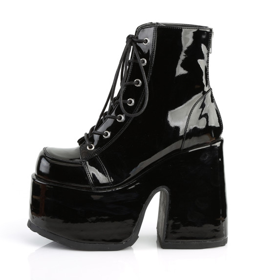 Ботинки на шнуровке Demonia черные лаковые CAM203/B