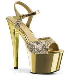 Босоножки Pleaser золотые с блестками SKY310SQ/G/GCH