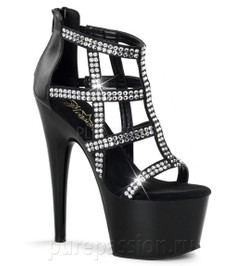 Босоножки Pleaser черные со стразами ADO798/BPU/M
