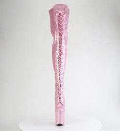 Ботфорты на платформе Pleaser розовые с блеском FLAM3020GP/BPG/M