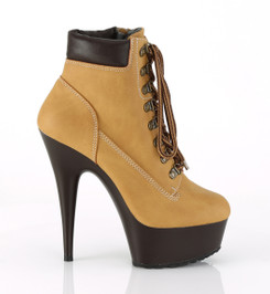 Ботинки Тимберленд на платформе Pleaser бежевые DEL600TL-02/TNB/DBN