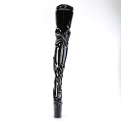 Ботфорты на платформе Pleaser черные лаковые FLAM4000/B/M