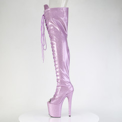 Ботфорты на платформе Pleaser сиреневые с блеском FLAM3021GP/LLG/M