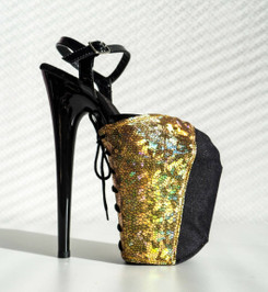 Защита на стрипы золотая с черным Holographic Lace