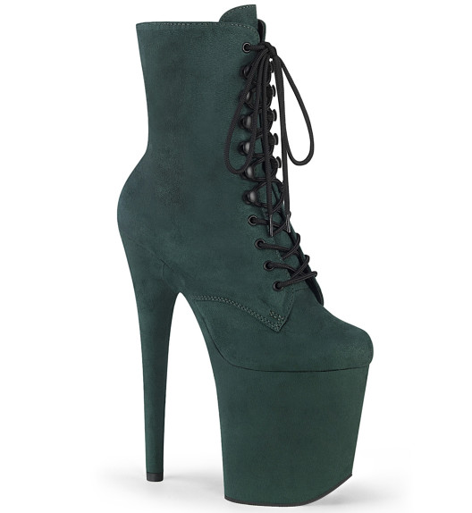 Ботильоны на платформе Pleaser зеленые замшевые FLAM1020FS/EMGFS/M