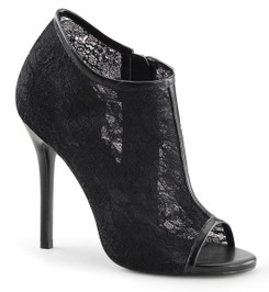 Полуботинки на каблуке Pleaser черные для High Heels AMU56/BLC-MS