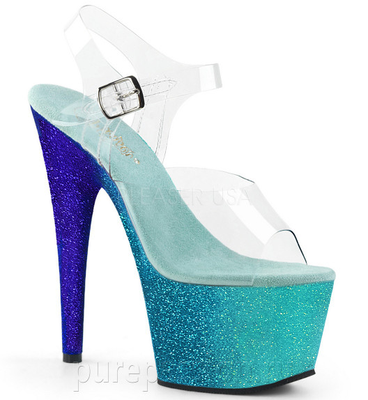 Стрипы двойки Pleaser голубые ADO708OMBRE/C/AQ-BL