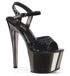 Босоножки Pleaser черные с блестками SKY310SQ/B/PWCH