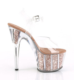 Босоножки на платформе Pleaser розовое золото ADO708G/C/ROGLDG