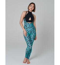 Леггинсы на подтяжках голубой леопард Shark