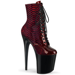 Ботильоны на платформе Pleaser красные с черным FLAM1020SP/RSPPT/B