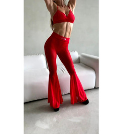 Брюки клеш красные сетка EXORCE