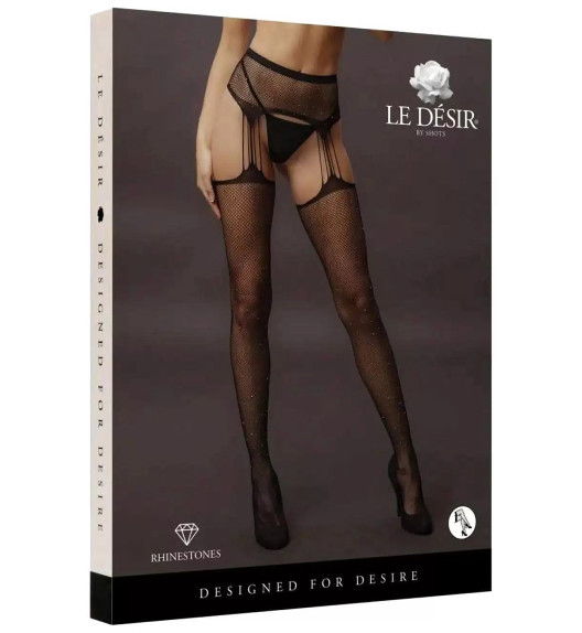 Чулки черные со стразами Rhinestone 