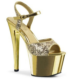 Босоножки Pleaser золотые с блестками SKY310SQ/G/GCH