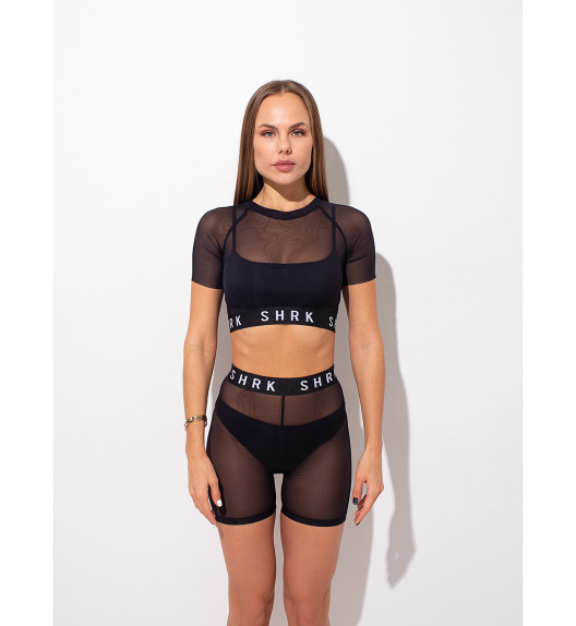Кроп-топ черный сетка SHRK Shark