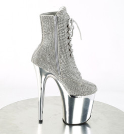 Ботильоны на платформе Pleaser серебро стразы FLAM1020CHRS/S/SCH