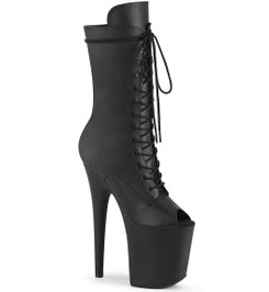 Ботильоны высокие на платформе Pleaser черные матовые FLAM1051WR/BPU/M