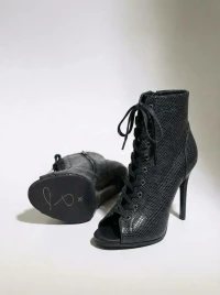 Туфли Хилсы Estrella Pro черная змеиная кожа ESP906BLSN