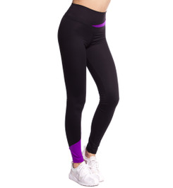 Лосины высокие черные с фиолетовым Vibe