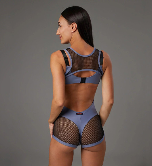 Комбинезон серый с черной сеткой Anela Polerina