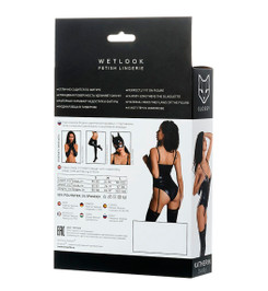 Боди черное Katherin Glossy на шнуровке