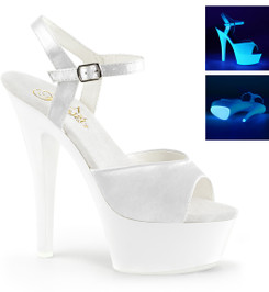 Туфли Pleaser белые неон KISS209UV/WSA/NW