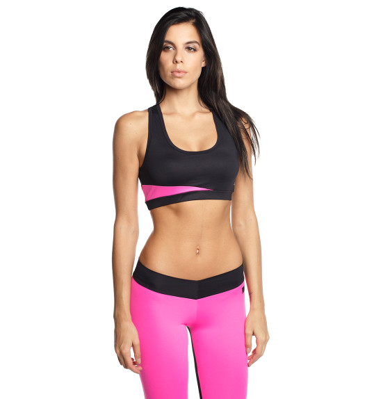 Топ для фитнеса черный с розовым Vibe