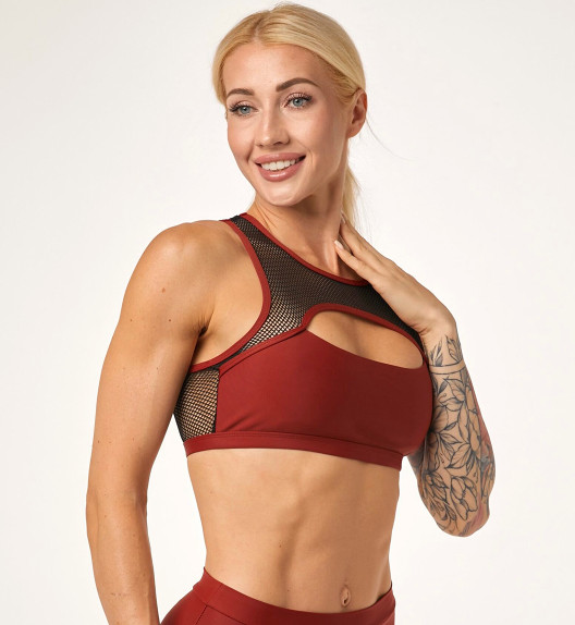 Топ бордовый с черной сеткой Anela Polerina