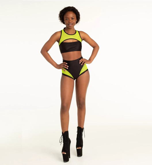 Топ черный с желтой сеткой Anela Polerina