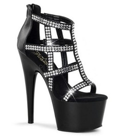 Босоножки Pleaser черные со стразами ADO798/BPU/M