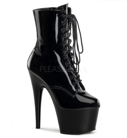Ботильоны на платформе Pleaser черные лаковые ADO1020/B/M