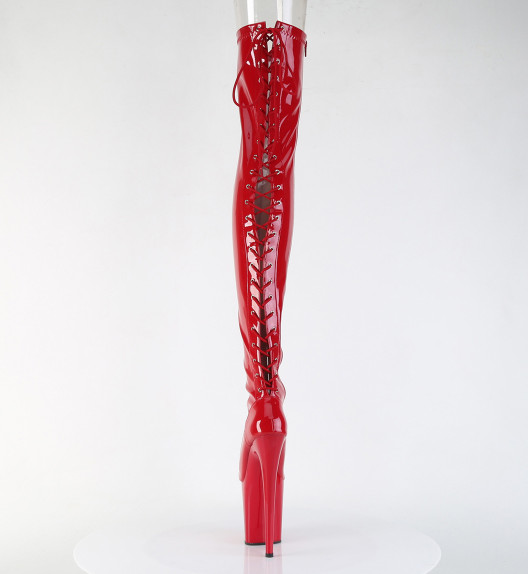 Ботфорты на платформе Pleaser красные FLAM3850/R/M