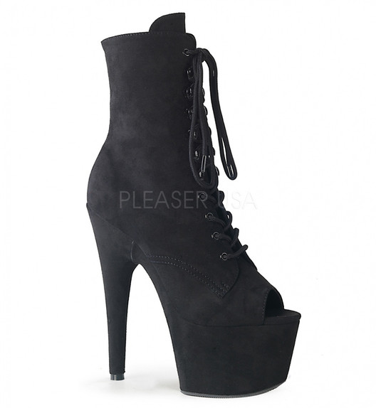Ботильоны на платформе Pleaser черные замшевые ADO1021FS/BFS/M