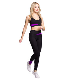 Лосины высокие черные с фиолетовым Vibe