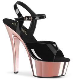 Туфли на платформе Pleaser черные с розовым KISS209/B/ROGLDCH