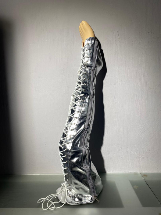 Краги-Ботфорты серебро