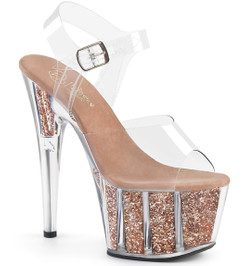 Босоножки на платформе Pleaser розовое золото ADO708G/C/ROGLDG